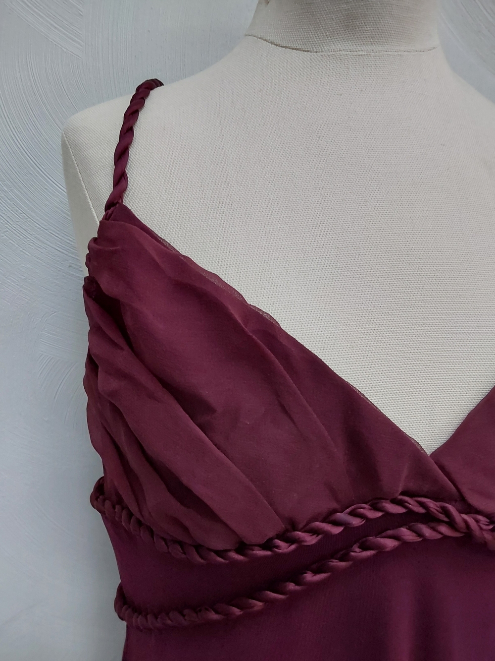 Bebe  Dancing Girl Slip Dress Burgundy Small Low Rope Back - Picture 2 of 8